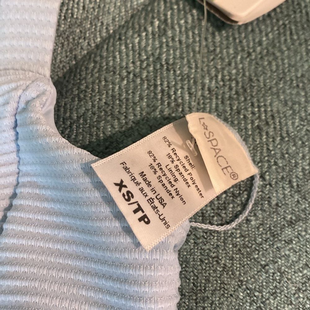 NWT L*Space Jess Ribbed Bikini Top Light Blue Sz.XS - Picture 7 of 10